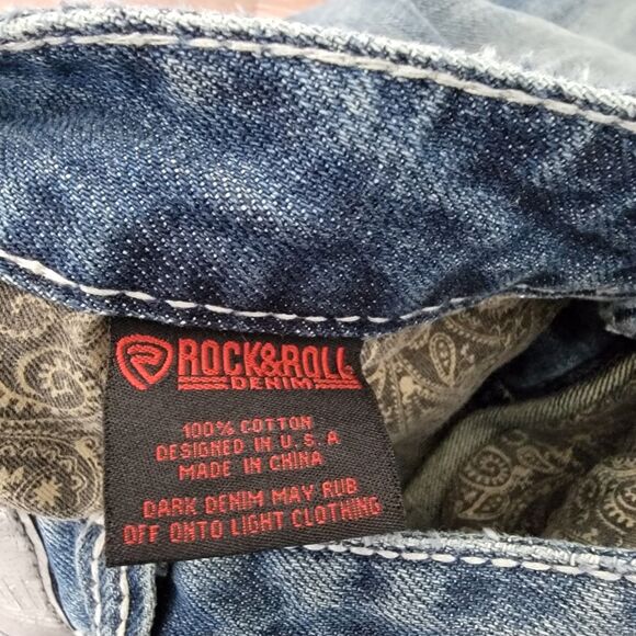 Rock & Roll Men's 29 x 32 Jeans Cowboy Distressed Pistol Regular Fit Boot Cut - Picture 12 of 13